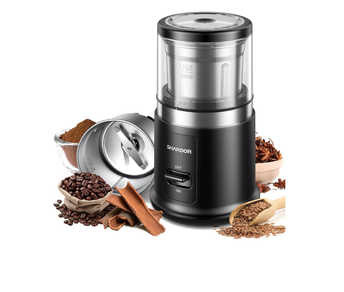 Electric Coffee & Spice Grinder, One Touch & Quiet ➥
