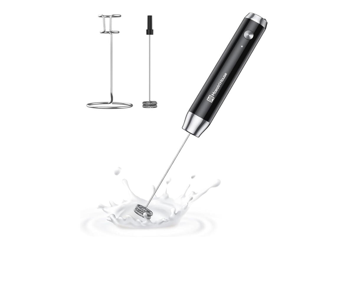 Electric Milk Frother with Stand - Rechargeable & Waterproof ➥